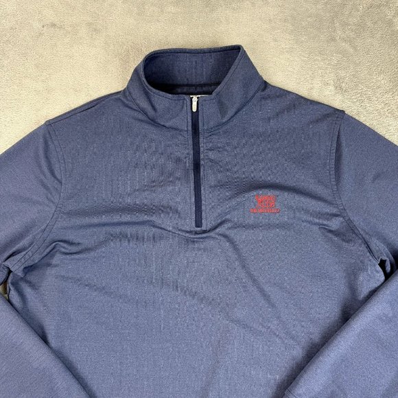 Peter Millar Golf Performance Stretch Mens 1/4 Zip Long Sleeve Mockneck Blue M - Picture 4 of 9